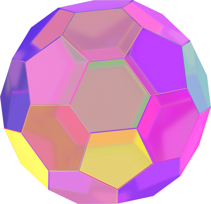 3D colorful  gradient  polyhedron